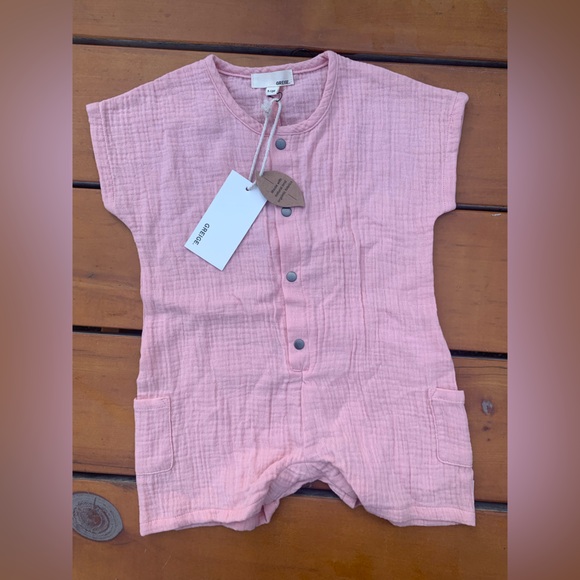 BNWT Pink Organic Cotton Romper Sz 9-12m - Picture 1 of 4